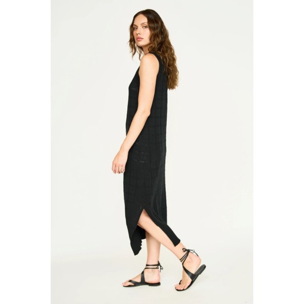 NWT Mirth Kona Pointelle Knit Dress Black Small Pima Cotton Boho‎ Beach Handmade